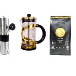 Prensa Francesa de Lujo 600 ml + Molino de Acero + Café Cane 250 g