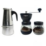 Moka de Acero Inoxidable 450 ml + Molino de Vidrio