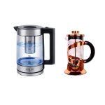 Hervidor de Vidrio 1,8 L + Prensa Francesa de Lujo 350 ml